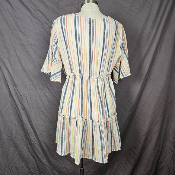 Spiaggia Dolce White Striped Fit & Flare Dress Size L - Picture 8 of 14